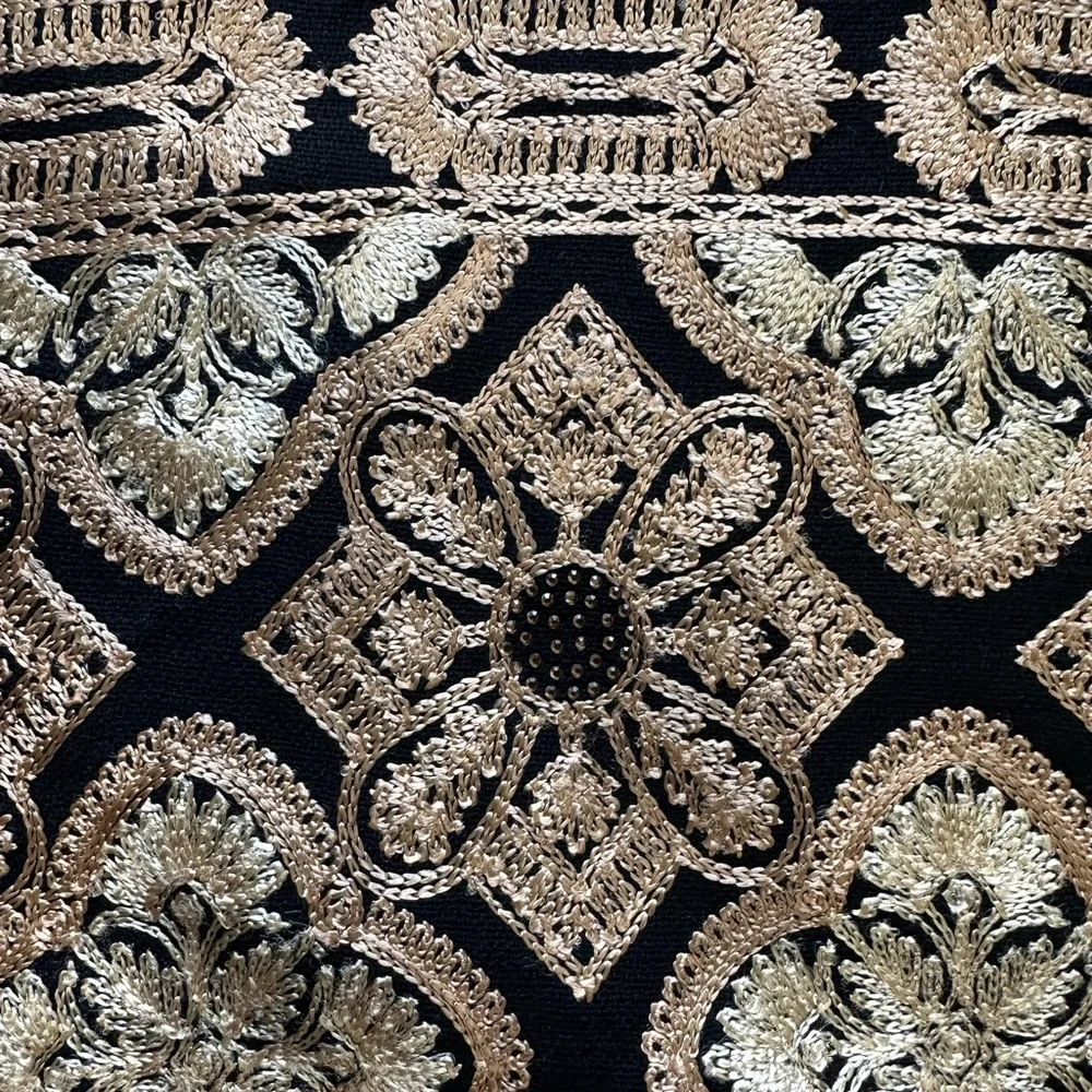 Black Kashmiri Tilla Embroidered Pashmina Shawl | Gold Embroidered Wrap